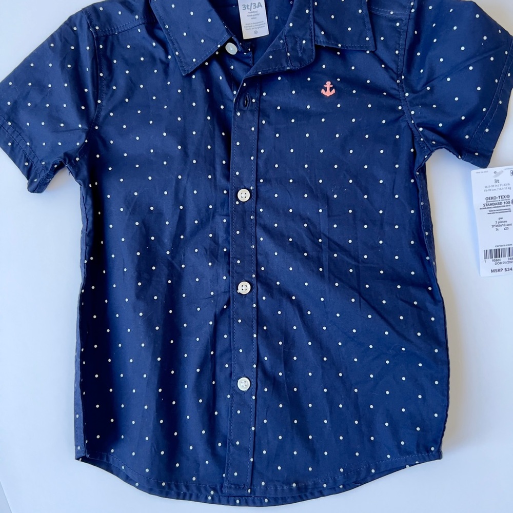 Kids Denim Jacket and Navy Polka Dot Shirt Set - Picture 4 of 4